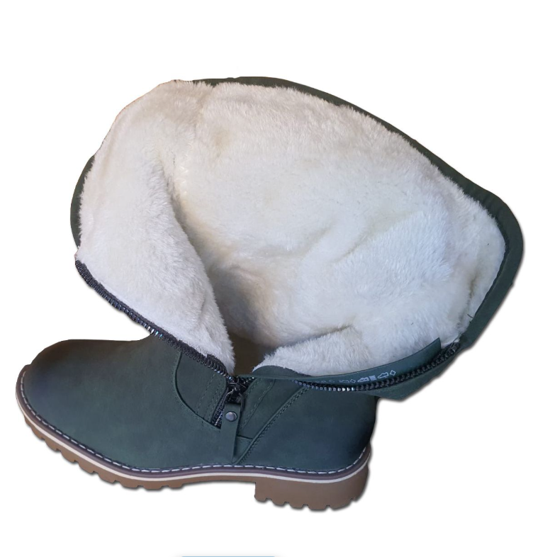 TC Fur Nubuck Mid-Calf Zip Boots for Women