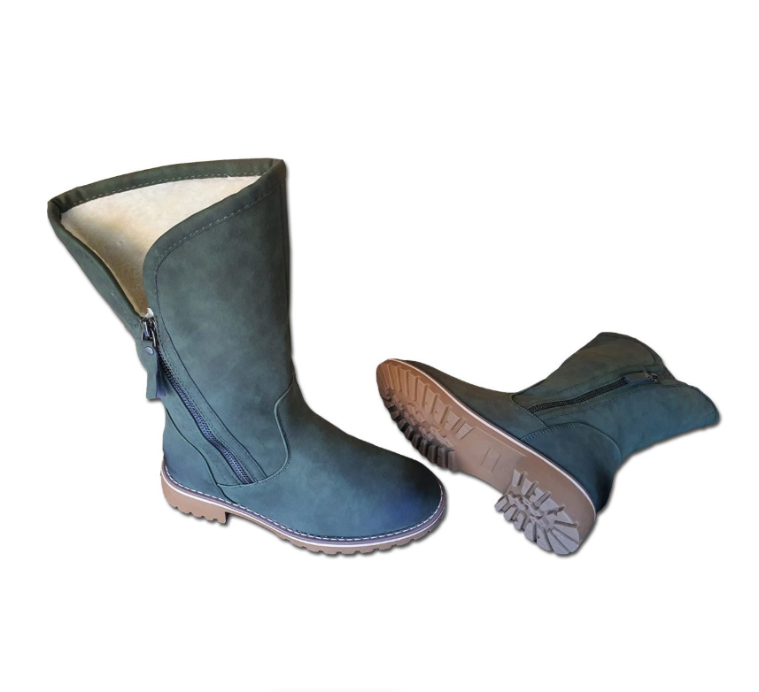 TC Fur Nubuck Mid-Calf Zip Boots for Women