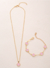 Gold Star Flower Necklace & Bracelet Set