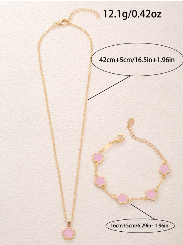 Gold Star Flower Necklace & Bracelet Set