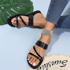 Rhinestone Cross Strap Sandals | PLEASE SIZE UP 1 SIZE