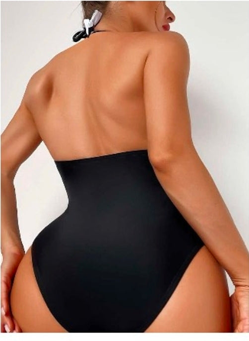 Black & White Tummy Control One Piece Swimsuit