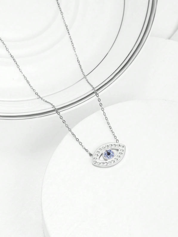 Silver Evil Eye Pendant Necklace