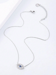 Silver Evil Eye Pendant Necklace