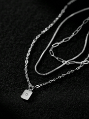 Silver Multi-Layer Pendant Necklace Set