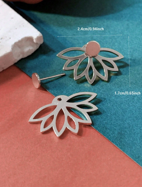Silver Petal Stud Earrings