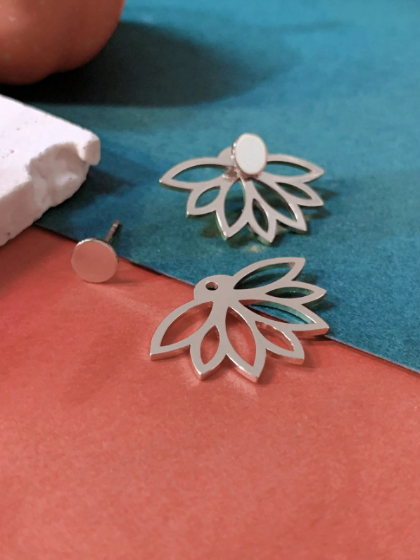 Silver Petal Stud Earrings